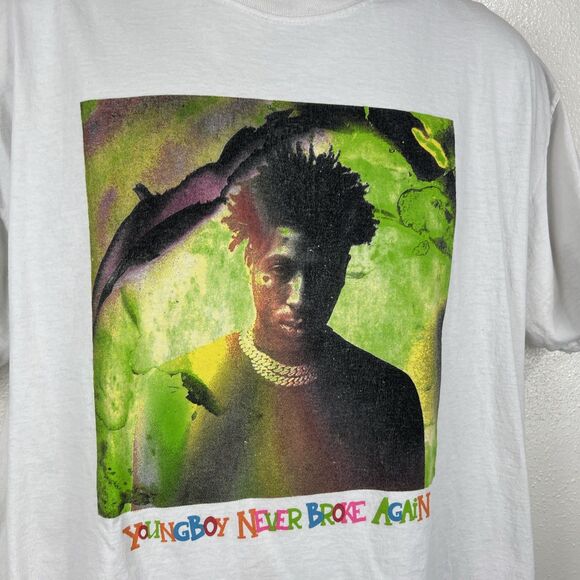 Youngboy Never Broke Again Shirt Men Extra Large White Green Graphic S/S Tee - Picture 4 of 9